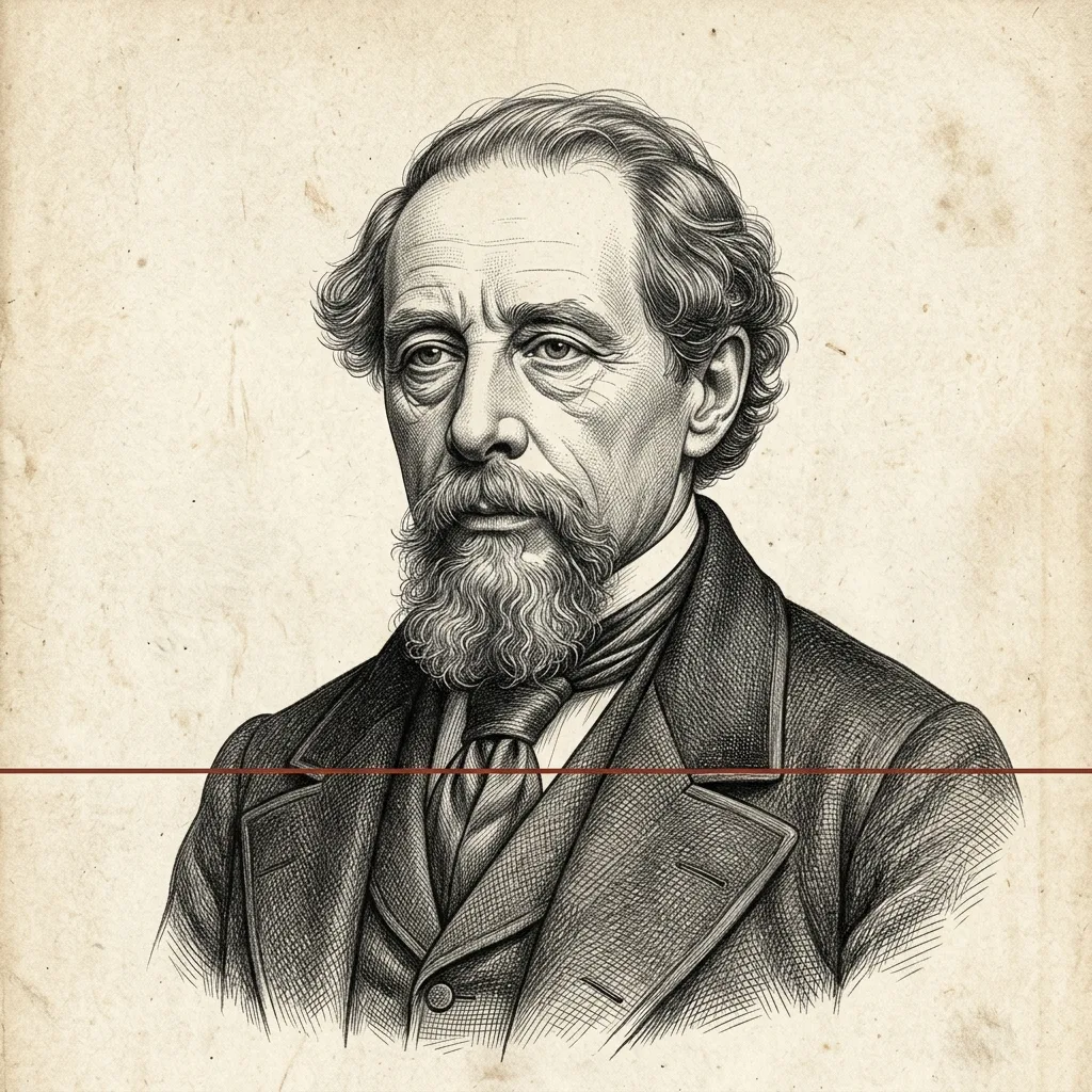 Charles Dickens portresi, grafit illüstrasyon