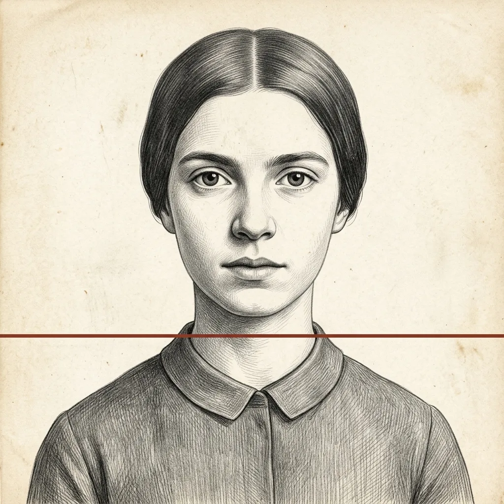 Emily Dickinson portresi, grafit illüstrasyon
