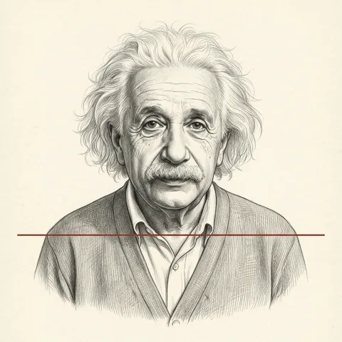Albert Einstein portresi, grafit illüstrasyon