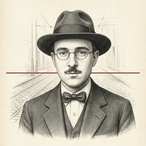 Fernando Pessoa portresi, grafit illüstrasyon