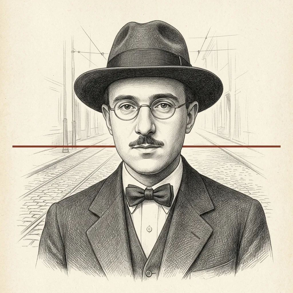 Fernando Pessoa portresi, grafit illüstrasyon